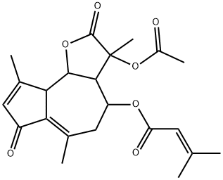 3-Methyl-2-butenoic acid 3-(acetyloxy)-2,3,3a,4,5,7,9a,9b-octahydro-3,6,9-trimethyl-2,7-dioxoazuleno[4,5-b]furan-4-yl ester Structure