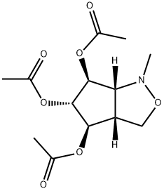 1H-Cyclopentcisoxazole-4,5,6-triol, hexahydro-1-methyl-, triacetate (ester), 3aR-(3a.alpha.,4.alpha.,5.beta.,6.alpha.,6a.alpha.)- Struktur