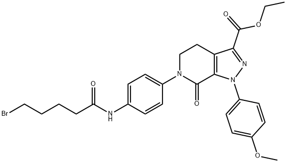 1H-吡唑[3,4-C]吡啶-3-羧基酸,6-[4-[(5-溴-1-OXOPENTYL)氨基]苯基]-4,5,6,7-四氢-1-(4-甲氧基)-7-氧代乙酯, 881386-12-5, 结构式