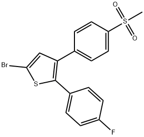 2-(4-フルオロフェニル)-3-[4-(メチルスルホニル)フェニル]-5-ブロモチオフェン 化学構造式