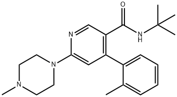 3-PYRIDINECARBOXAMIDE, N-(1,1-DIMETHYLETHYL)-4-(2-METHYLPHENYL)-6-(4-METHYL-1-PIPERAZINYL)- Structure