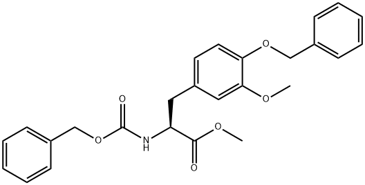 4-O-ベンジル-N-[(ベンジルオキシ)カルボニル]-3-O-メチル-L-DOPAメチルエステル 化学構造式