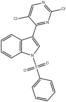 3-(2,5-ジクロロピリミジン-4-イル)-1-(フェニルスルホニル)-1H-インドール 化学構造式
