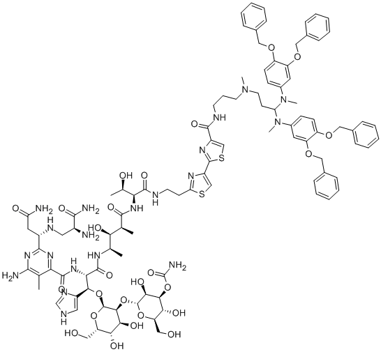 N1-[3-[メチル[3-[ビス[3,4-ビス(ベンジルオキシ)ベンジル]アミノ]プロピル]アミノ]プロピル]ブレオマイシンアミド 化学構造式