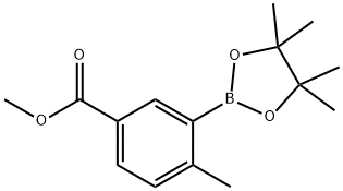 4-メチル-3-(4,4,5,5-テトラメチル-1,3,2-ジオキサボロラン-2-イル)安息香酸メチル 化学構造式