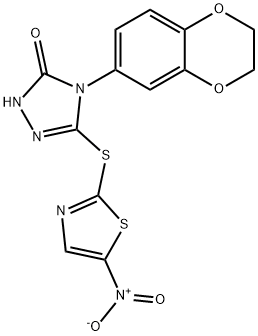 4-(2,3-DIHYDRO-1,4-BENZODIOXIN-6-YL)-2,4-DIHYDRO-5-[(5-NITRO-2-THIAZOLYL)THIO]-3H-1,2,4-TRIAZOL-3-ONE,883065-90-5,结构式