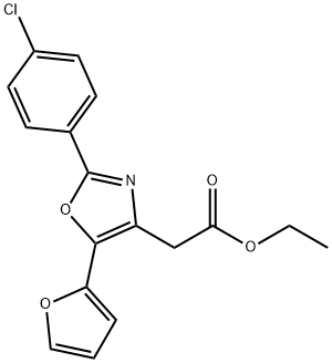 4-Oxazoleacetic acid, 2-(4-chlorophenyl)-5-(2-furanyl)-, ethyl ester,88352-44-7,结构式