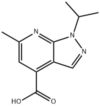 1-イソプロピル-6-メチル-1H-ピラゾロ[3,4-B]ピリジン-4-カルボン酸 化学構造式