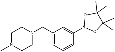1-メチル-4-[3-(4,4,5,5-テトラメチル-1,3,2-ジオキサボロラン-2-イル)ベンジル]ピペラジン 化学構造式