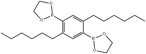 2,2'-(2,5-ジヘキシル-1,4-フェニレン)ビス(1,3,2-ジオキサボロラン) 化学構造式