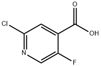 2-クロロ-5-フルオロピリジン-4-カルボン酸 化学構造式