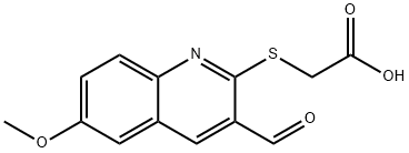 [(3-ホルミル-6-メトキシキノリン-2-イル)チオ]酢酸 化学構造式