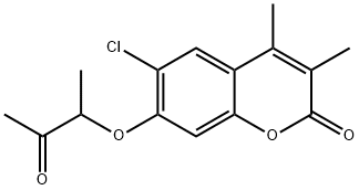 6-クロロ-3,4-ジメチル-7-(1-メチル-2-オキソプロポキシ)-2H-クロメン-2-オン 化学構造式