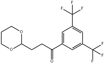 ビス-3',5'-トリフルオロメチル-3-(1,3-ジオキサン-2-イル)プロピオフェノン 化学構造式
