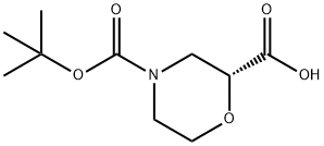 (R)-N-BOC-モルホリン-2-カルボン酸 化学構造式