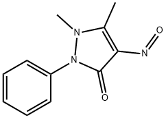 2,3-ジメチル-4-ニトロソ-1-フェニル-3-ピラゾリン-5-オン 化学構造式
