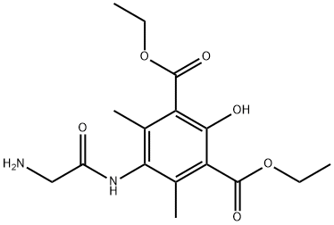 5-aminoacetamido-4,6-dimethyl-2-hydroxyisophthalic acid diethyl ester 化学構造式