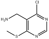 (4-Chloro-6-(methylthio)pyrimidin-5-yl)methanamine 化学構造式