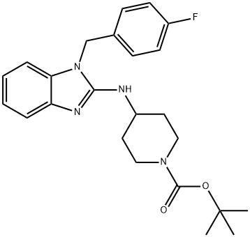 4-[1-(4-フルオロベンジル)-1H-ベンゾイミダゾール-2-イルアミノ]ピペリジン-1-カルボン酸tert-ブチル 化学構造式