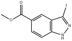 3-ヨード-1H-インダゾール-5-カルボン酸メチルエステル 化学構造式