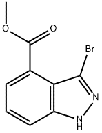 3-ブロモ-1H-インダゾール-4-カルボン酸メチル 化学構造式