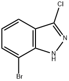 7-ブロモ-3-クロロ-1H-インダゾール 化学構造式
