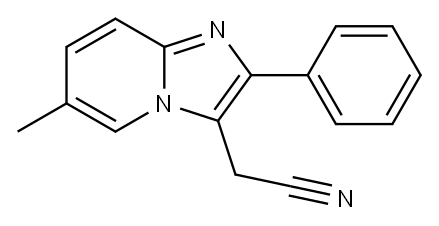 6-甲基-2-苯基-咪唑并[1,2-A]吡啶-3-乙腈, 885272-76-4, 结构式