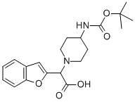 2-(4-BOC-氨基-1-哌啶基)-2-(2-苯并呋喃基)乙酸 结构式
