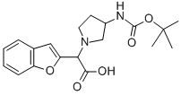 2-(3-BOC-氨基-1-吡咯烷)-2-(2-苯并呋喃基)乙酸 结构式