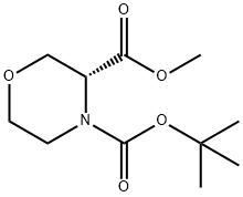 モルホリン-3,4-ニカルボン酸(R)-4-TERT-ブチル3-メチル 化学構造式