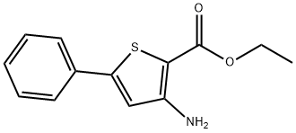 3-アミノ-5-フェニルチオフェン-2-カルボン酸エチル 化学構造式