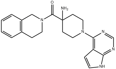 Methanone, [4-amino-1-(7H-pyrrolo[2,3-d]pyrimidin-4-yl)-4-piperidinyl](3,4-dihydro-2(1H)-isoquinolinyl)- Structure