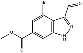 1H-INDAZOLE-6-CARBOXYLIC ACID, 4-BROMO-3-FORMYL-, METHYL ESTER Struktur