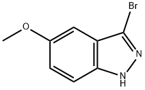3-ブロモ-5-メトキシ-1H-インダゾール 化学構造式
