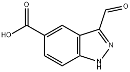 3-ホルミル-1H-インダゾール-5-カルボン酸 化学構造式