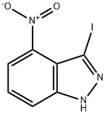 3-ヨード-4-ニトロ-1H-インダゾール 化学構造式