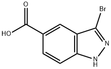 3-ブロモ-1H-インダゾール-5-カルボン酸 化学構造式