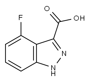 4-フルオロ-1H-インダゾール-3-カルボン酸 化学構造式