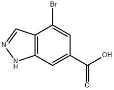 4-ブロモ-6-(1H)-インダゾールカルボン酸 化学構造式