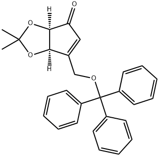 3-(トリチルオキシメチル)-4β,5β-(イソプロピリデンジオキシ)-2-シクロペンテン-1-オン 化学構造式
