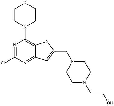 4-[[2-氯-4-(4-吗啉)噻吩并[3,2-D]嘧啶-6-基]甲基]-1-哌嗪乙醇, 885675-75-2, 结构式