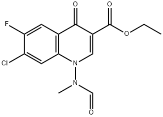 7-クロロ-6-フルオロ-1-(ホルミルメチルアミノ)-1,4-ジヒドロ-4-オキソ-3-キノリンカルボン酸エチル 化学構造式