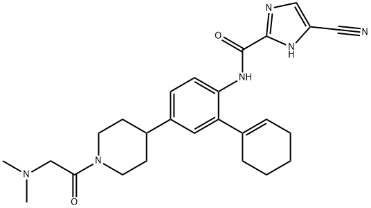 4-CYANO-N-[2-(CYCLOHEX-1-EN-1-YL)-4-{1-[2-(DIMETHYLAMINO)ACETYL]PIPERIDIN-4-YL}PHENYL]-1H-IMIDAZOLE-2-CARBOXAMIDE 结构式