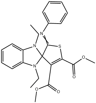 (Z)-DIMETHYL 1,3-DIETHYL-2'-(PHENYLIMINO)-1,3-DIHYDRO-2'H-SPIRO[BENZO[D]IMIDAZOLE-2,3'-THIOPHENE]-4',5'-DICARBOXYLATE Struktur