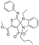 (Z)-DIMETHYL 1-BUTYL-3-ETHYL-2'-(PHENYLIMINO)-1,3-DIHYDRO-2'H-SPIRO[BENZO[D]IMIDAZOLE-2,3'-THIOPHENE]-4',5'-DICARBOXYLATE Structure