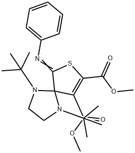 1,4-DI-TERT-BUTYL-6-PHENYLIMINO-7-THIA-1,4-DIAZA-SPIRO[4.4]NON-8-ENE-8,9-DICARBOXYLIC ACID DIMETHYL ESTER Struktur