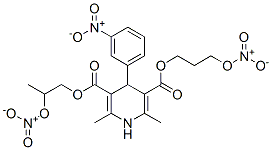 1,4-ジヒドロ-2,6-ジメチル-4-(3-ニトロフェニル)-3,5-ピリジンジカルボン酸3-(2-ニトロオキシプロピル)5-(3-ニトロオキシプロピル) 化学構造式