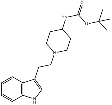 1-N-(3'-インドール)エチル-4-BOC-アミノピペリジン 化学構造式