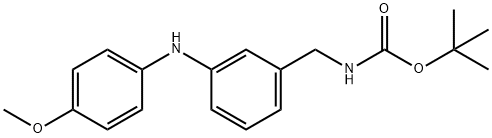 N-(3-BOC-アミノメチルフェニル)-N-(4-メトキシフェニル)アミン 化学構造式