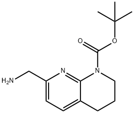 8-N-BOC-5,6,7,8-TETRAHYDRO-1,8-NAPHTHYRIDIN-2-METHYLAMINE
 Struktur
